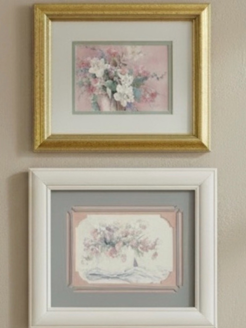 Vintage Jodi Jensen and Barbara Mock Framed watercolor prints cottagecore Floral
